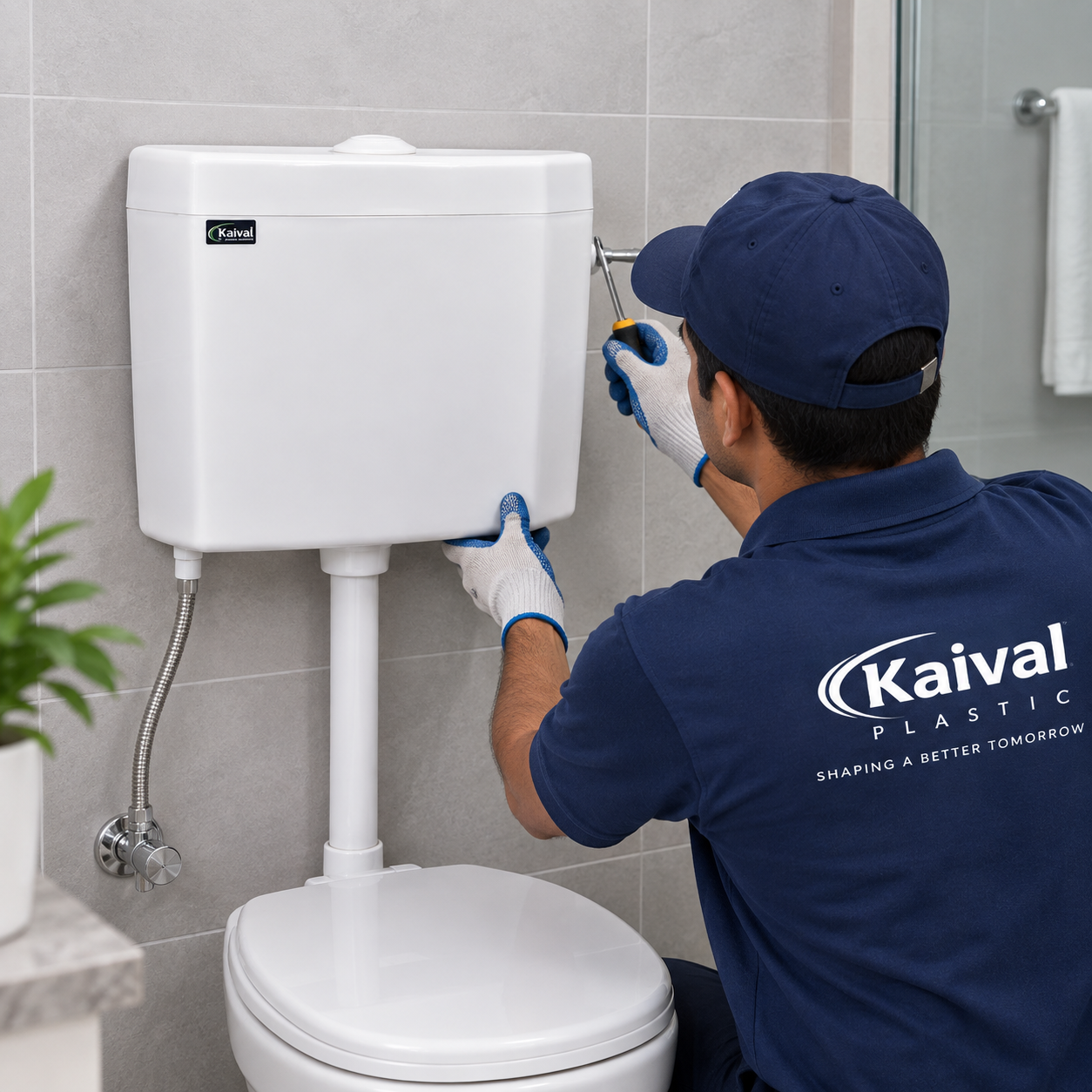 Kaival Plastic Flush Tank with Single Top Push Button - Image 2