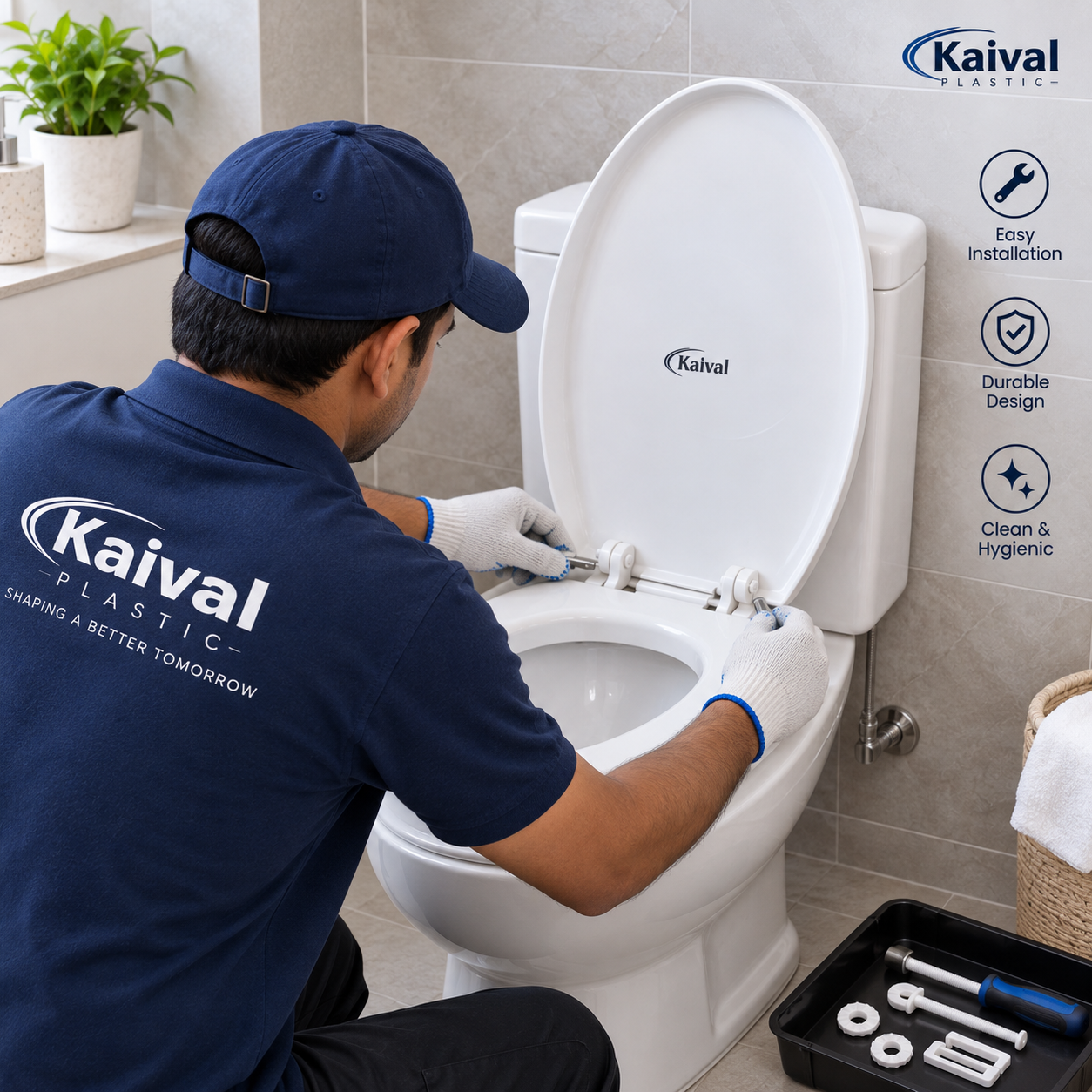 Kaival Plastic Anglo-Indian Seat Cover with Hinges & Fixing Kit - Image 2