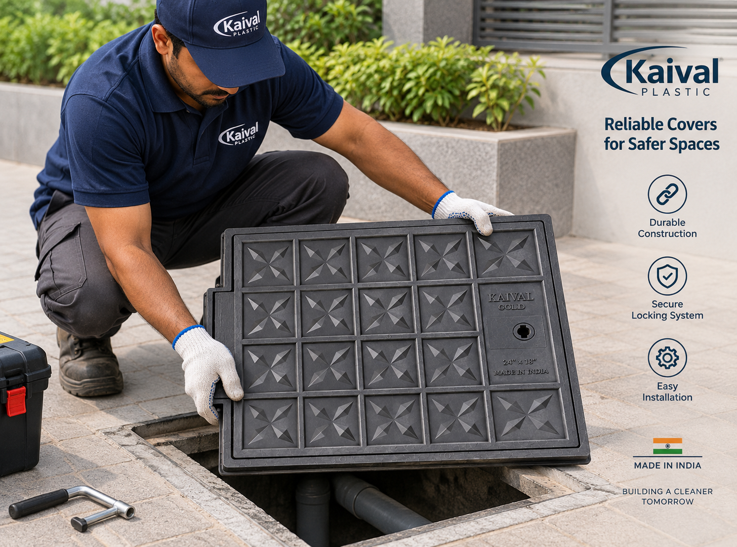 Kaival Gold Plastic Manhole Cover 24 x 18 Inch | Heavy Duty Inspection Cover - Image 4
